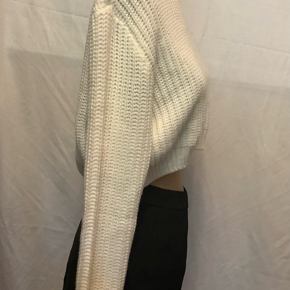 Coquette Women’s Full Tilt White Cropped Crew Neck Sweater - Picture 3 of 8